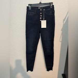 High waisted dark wash vici skinny jeans